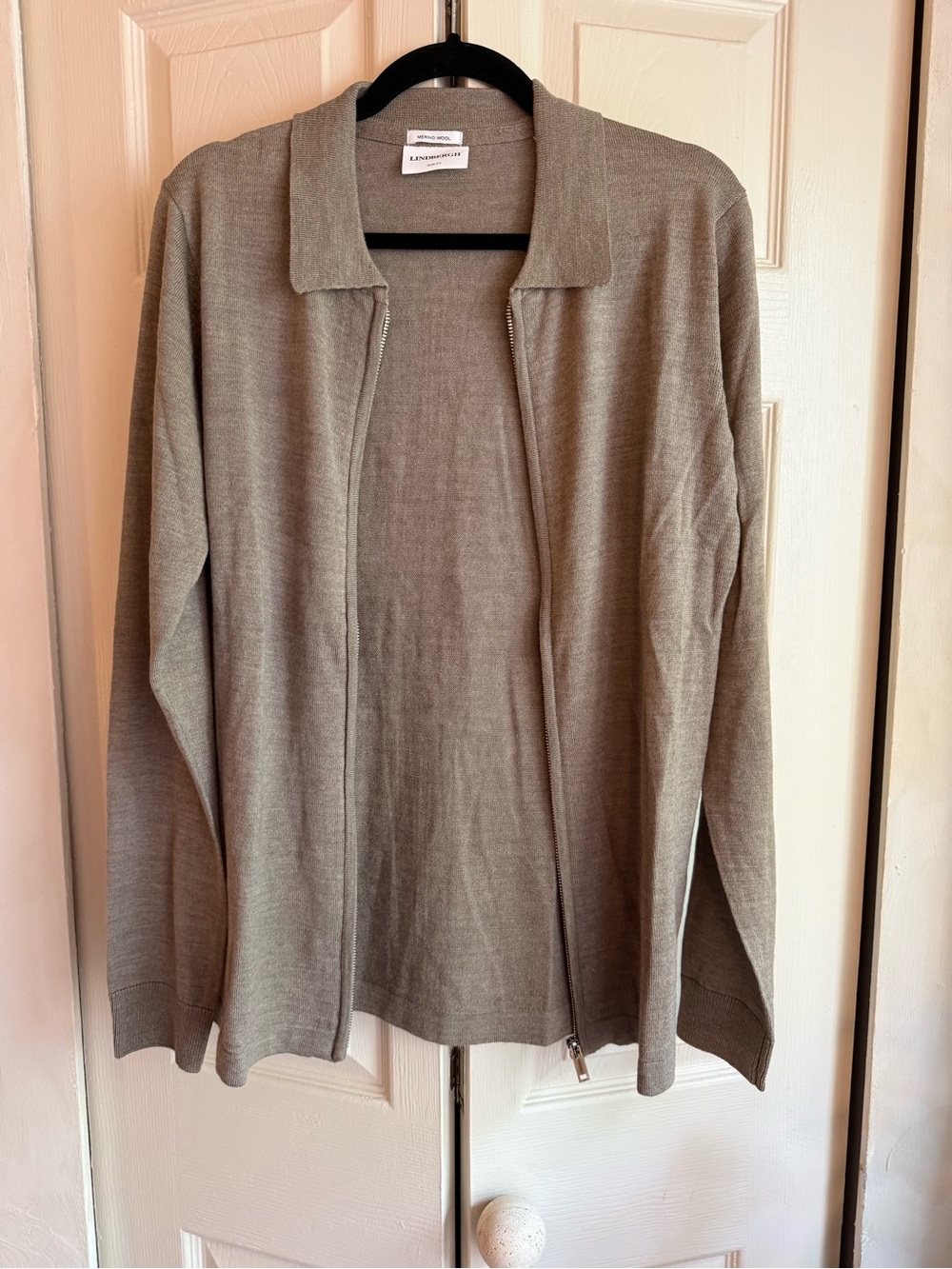 Merino Wool Men's Zip-Front Cardigan Sweater